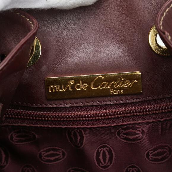 CARTIER Mastline One Shoulder Bag Bordeaux Red Leather Women's - Picture 10 of 10